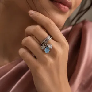 Hamsa & Heart Stack Ring