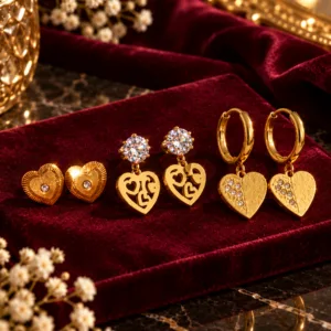 GOLDEN LOVE TRIO-SET OF 3 EARRINGS