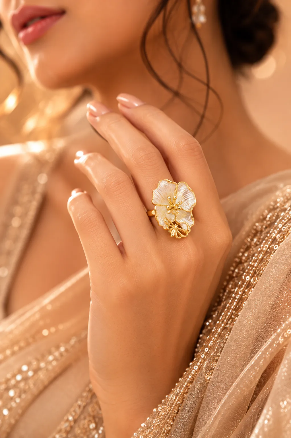 WHITE FLOWER RING