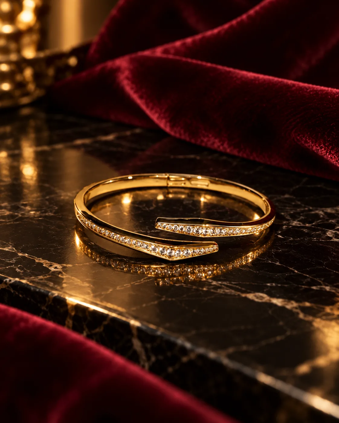 GOLD DIAMOND-PAVED BYPASS BRACELET